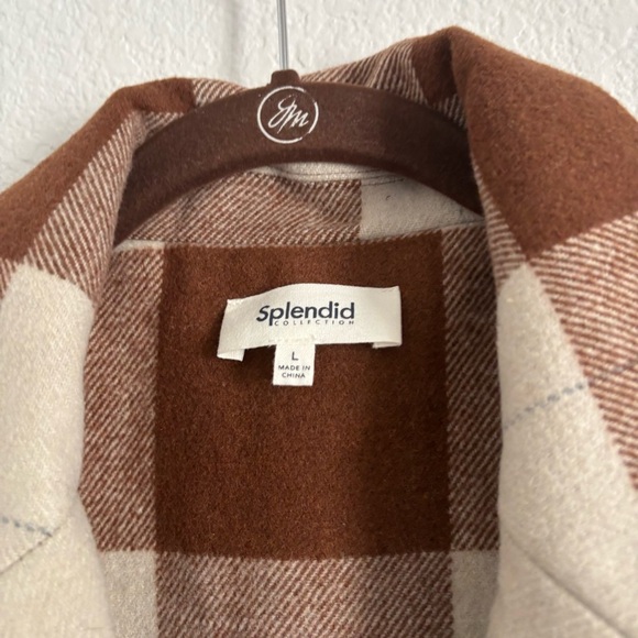 Splendid Women's Size Large Brown Ricki Plaid Blazer Coat Jacket - Picture 3 of 5